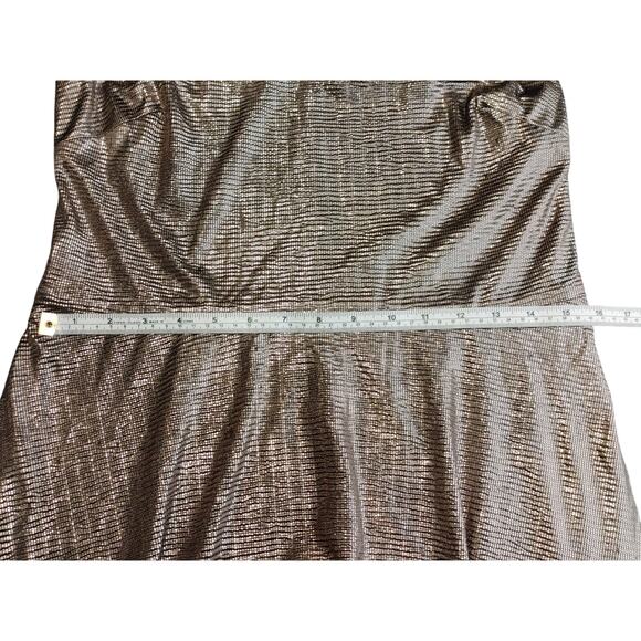 H by Halston Drape Metallic Gunmetal Halter Neck Midi Dress Gold Womens Size 10 - Picture 5 of 6